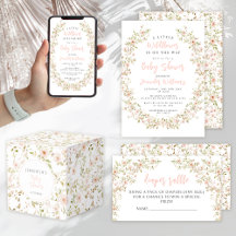 Cute pink little wildflower boho baby girl shower