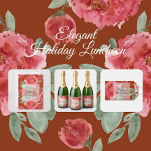 Elegant Christmas Luncheon Editable Stationary