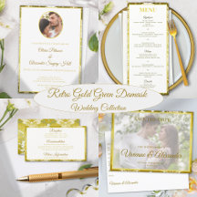 Gold Green Damask Wedding Collection