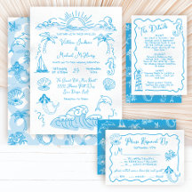 Hand drawn Tropical Coastal Destination Wedding 