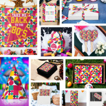 Vintage Retro Theme Geometric Shapes Party Supp 