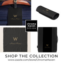 TRAVEL   Modern Black Gold Monogram