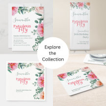 Pink Watercolor Floral 50th Birthday Party