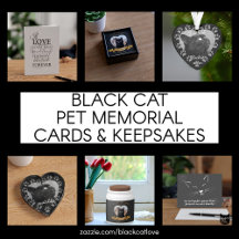 Black Cat Pet Memorial Cards and Keepsakes