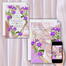 Violet Purplish-blue Roses on Pink Silk Drapes