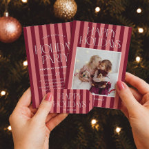 Pink & Burgundy Stripes Modern Christmas