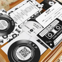 Retro Vinyl Record & Cassette Tape Wedding Theme
