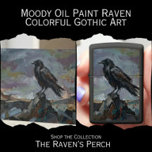 Moody Oil Paint Raven - Colorful Gothic Art
