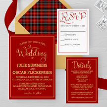 Gold and Burgundy Plaid Wedding Collection