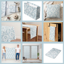 Japanese Floral Pattern in Soft Blue and White