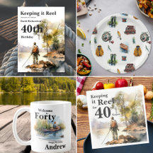 Mens Watercolor Fishing Themed Birthday Suite