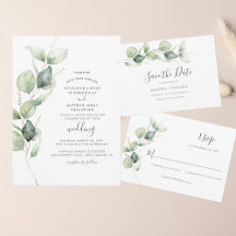 Watercolor Eucalyptus Greenery Wedding Suite