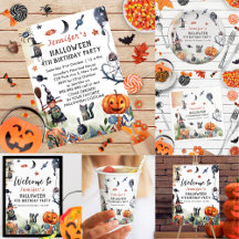 Girl Birthday Halloween Watercolor