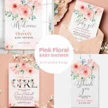 Blush Pink Rose Floral Botanical Girl Baby