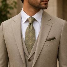 Sage Green Wedding Ties | Botanical Groom Neckties
