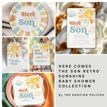 Here Comes the Son Retro Sunshine Baby Shower