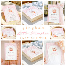 Pink Gingham Pumpkin Baby Shower