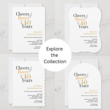 Cheers and Beers to 40 years Party Minimal Invites