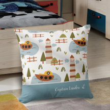 Cute Nautical Lighthouse and Boat Kid Pattern