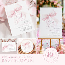 It’s a Girl Pink Bow Baby Shower