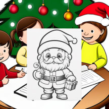 Kids Christmas coloring Postcards