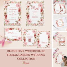 Blush Pink Watercolor Floral Garden Wedding