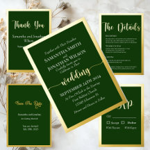 Elegant Gold Script Frame on Green Wedding Foil