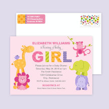 Jungle Animals Girl Baby Shower