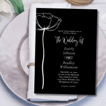 Black White Minimal Script Floral Wedding Suite 