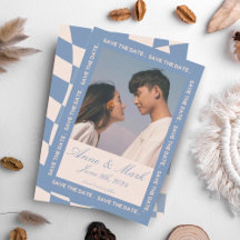 Dusky Blue Wavy Checkered Pattern 