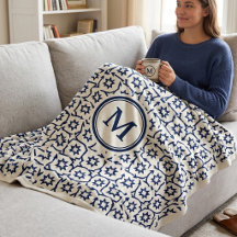 Modern Navy Blue Geometric Star Tribal Pattern