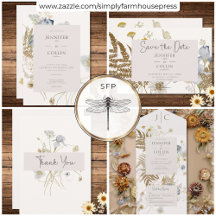 Wildflowers on Cream Wedding Suite Cards