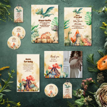 Watercolor Cute Dinosaur Greenery Boy Baby Shower