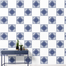 Blue and White Mediterranean Tile Pattern 
