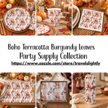 Terracotta Burgundy Fall Leaves Party Supplies