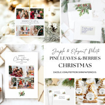 Simple Elegant White Greenery & Script Christmas