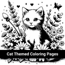 Cat Themed Coloring Pages, Cards and Gifts