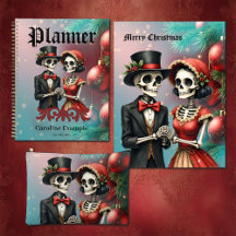 Christmas Bone Romance, A festive skeleton couple.