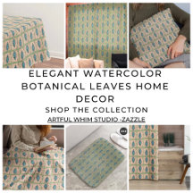 Elegant watercolor botanical leaves home decor