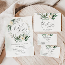 Watercolor foliage gold bridal shower collection
