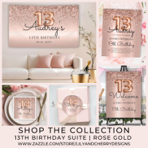 Rose Gold Glitter Balloon Metallic 13th Birthday 