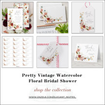 Pretty Vintage Watercolor Floral Bridal Shower