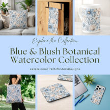 Blue & Blush Botanical Watercolor Collection