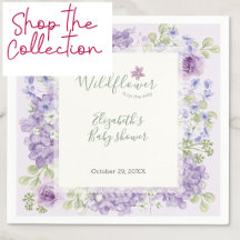 A Little Wildflower On The Way Purple Baby Shower