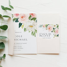 Romantic Watercolor Garden Flowers Wedding Suite
