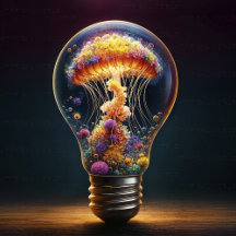 Fantasy: A Vibrant Jellyfish Blooming, Glass Bulb