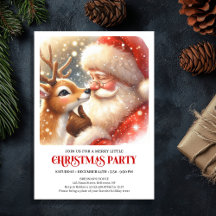 Classic Santa Claus Rudolph Christmas Invites 91R