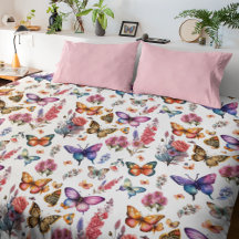 Pretty Watercolor Butterfly Floral Garden Pattern