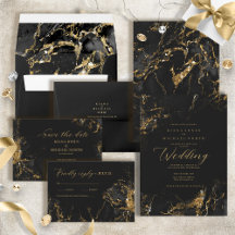 Marble Glitter Wedding Black Gold