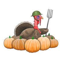 Thanksgiving Turkey Defends the Pumpkin Stronghold